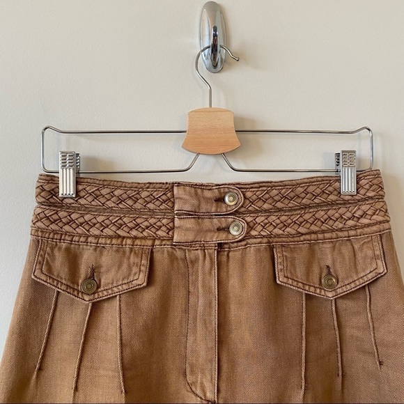 FREE People-Braided A-line Mini Western Boho Brown Skirt (Size:6) - Picture 8 of 10